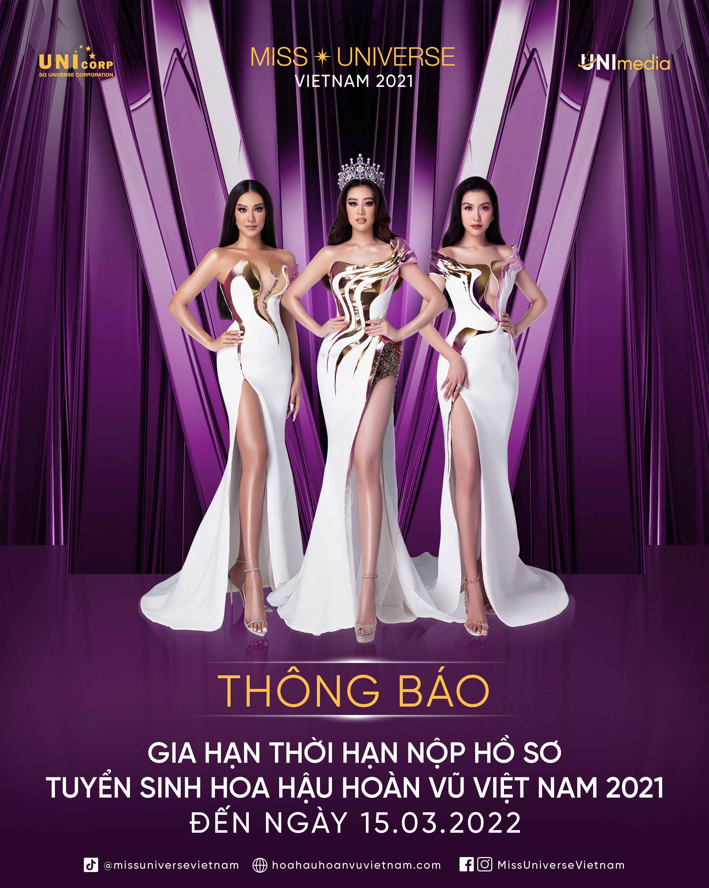 THÔNG BÁO GIA HẠN THỜI HẠN NỘP HỒ SƠ TUYỂN SINH HOA HẬU HOÀN VŨ VIỆT NAM 2021