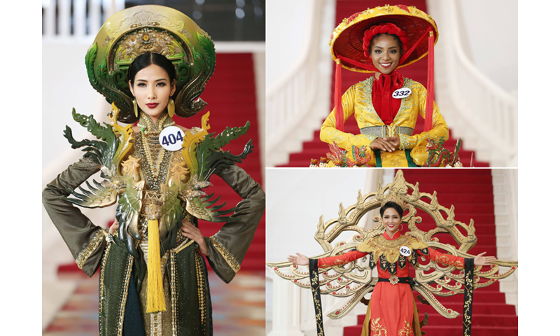 Các thí sinh cực lộng lẫy trong trang phục dân tộc trong tập 2 'Tôi là Hoa hậu Hoàn Vũ Việt Nam'