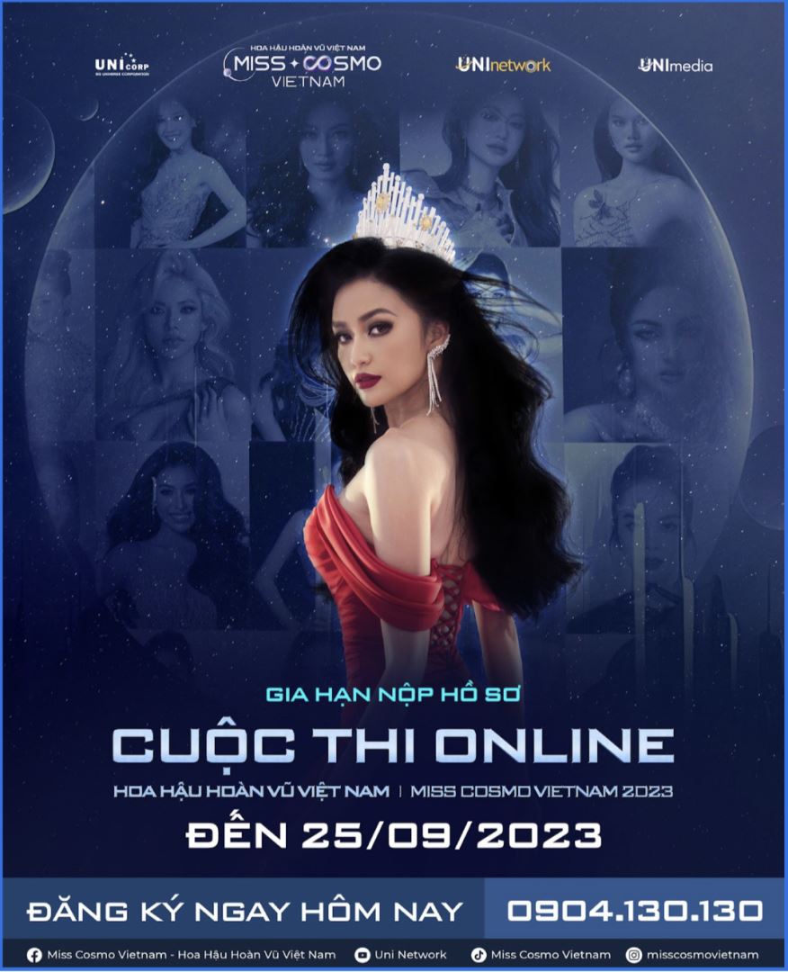 THÔNG BÁO GIA HẠN THỜI GIAN ĐĂNG KÝ CUỘC THI ONLINE HOA HẬU HOÀN VŨ VIỆT NAM - MISS COSMO VIETNAM 2023