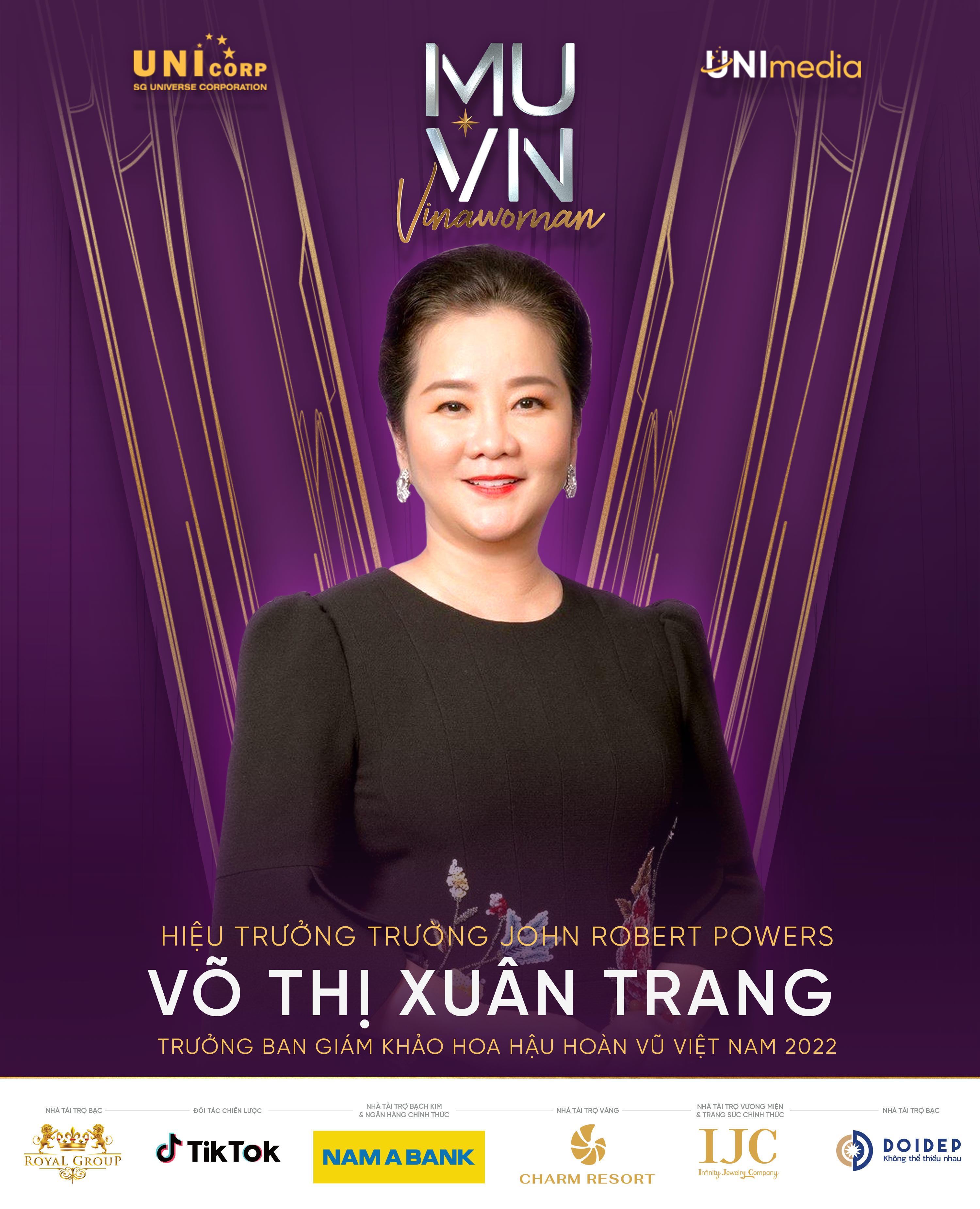 BÀ VÕ THỊ XUÂN TRANG - HIỆU TRƯỞNG TRƯỜNG JOHN ROBERT POWERS - TRƯỞNG BAN GIÁM KHẢO