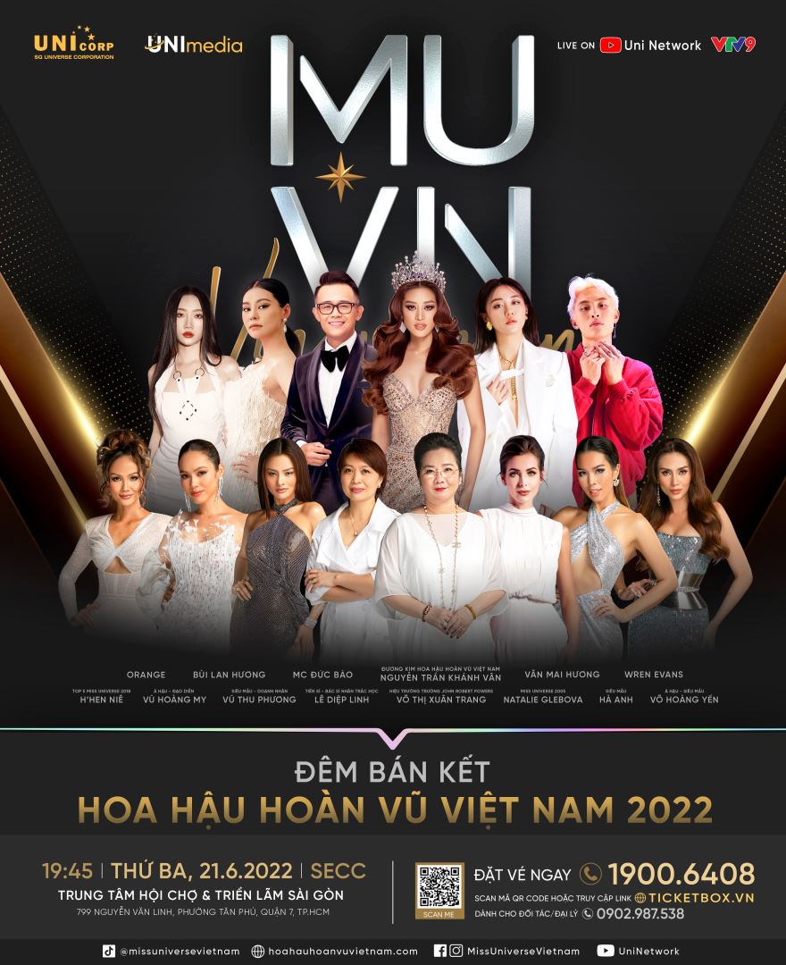 THÔNG TIN ĐÊM BÁN KẾT VÀ CHUNG KẾT CUỘC THI HOA HẬU HOÀN VŨ VIỆT NAM 2022